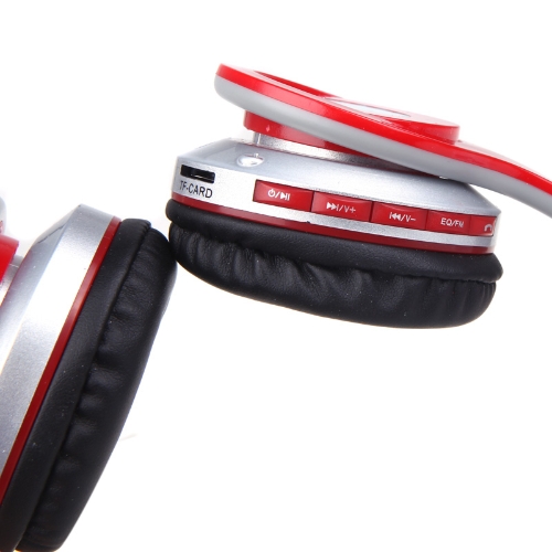 Foldable Wireless BT Stereo Headphone Headset Mic FM TF Slot for iPhone iPad PC Red