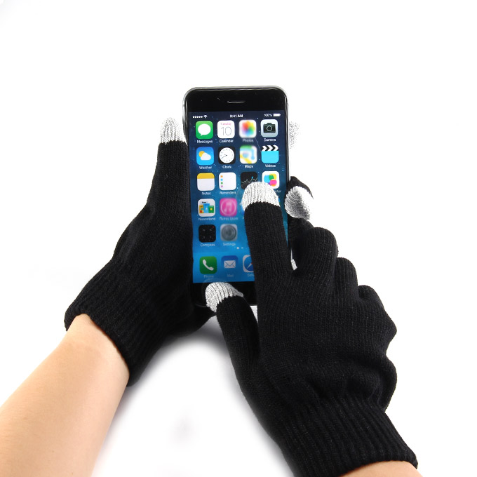 Unisex Magic Capacity Touch Screen Gloves Texting Stretch Winter Knit for Smartphone Iphone Tablet - Black