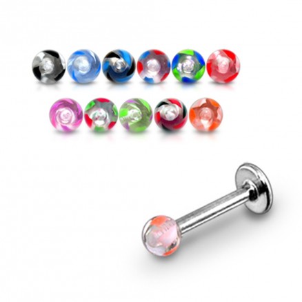 SS Labret Mix Color Threaded UV Fancy Acrylic Ball