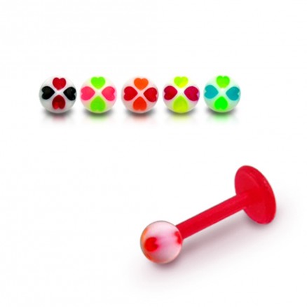 UV Labret With Assorted Color Flexible Straight Barbell with UV Fancy Ball
