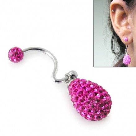 Crystal Pink stone Tear Drop Earring