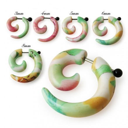 Mix Color Marbel Spiral Fake Ear Plug Expander