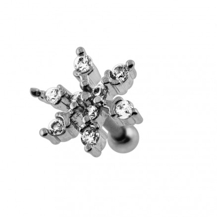 Jeweled Snowflake Cartilage Tragus Piercing Ear Stud