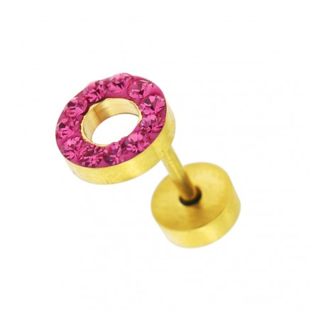 Multi Jeweled 8 mm Gold PVD Flat Disc with Hole Invisible Ear Plug
